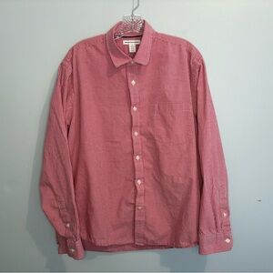 Amazon Essentials Mens' XL Red White Gingham Plaid Long Sleeve Button Down Shirt